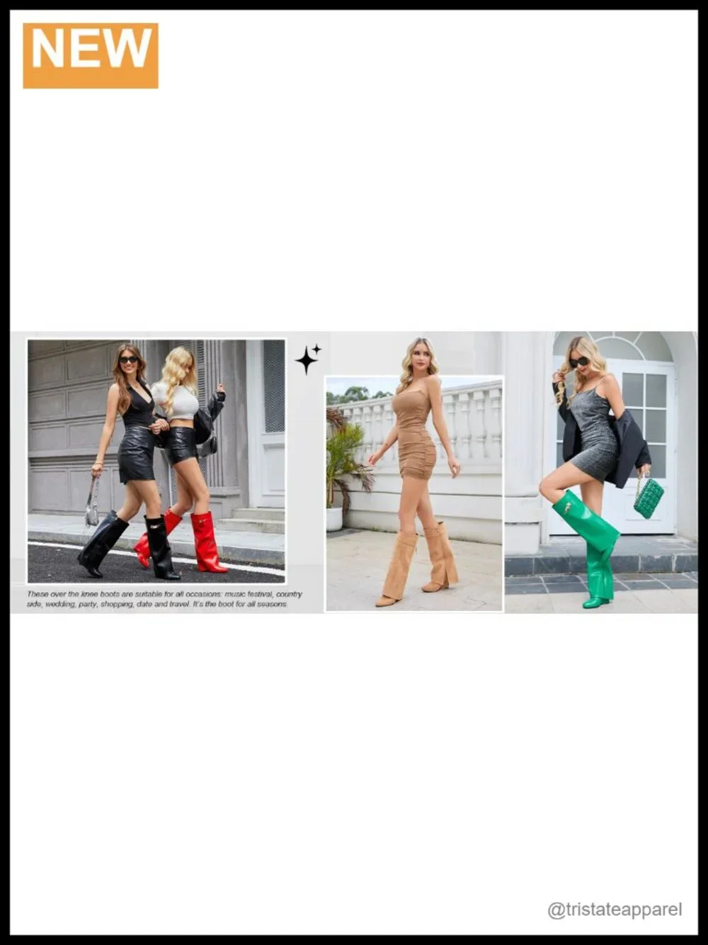 Fold Over Knee High Shark Boots 4-Inch Wedge Heel Side Zipper Faux Leather